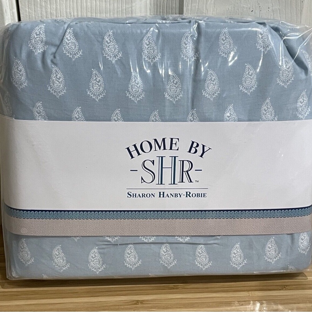 New Home by SHR 4 Piece Sheet Set TWIN SIZE Cotton Bandana Paisley Light Blue